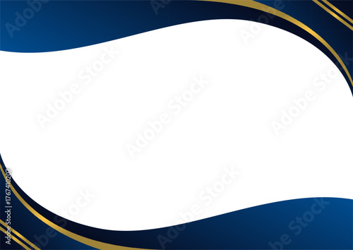 blue navy and golden wave border certificate frame design