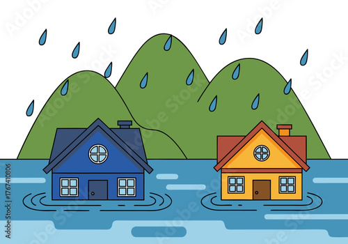 Flood Hazard Homes at Risk in a Stormy Weather Scenario. Illustrative Concept b