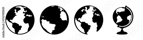 Collectionofearthglobesshowingcontinentsandoceansidealforglobalthemesandeducation