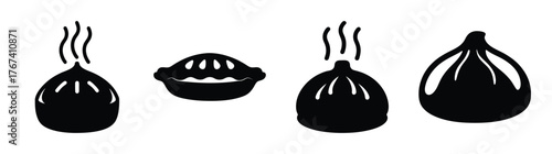 Steamingdumplingsvarietyiconsrepresentingdeliciousasianfoodandsavoryculinarydelights