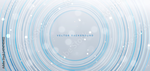 Abstract blue and white circular rotate lines technology background. Futuristic modern tech.