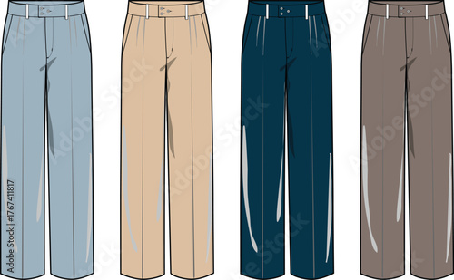 Variety of Pleated Trousers A Stylish Collection of Fashionable Pants in Various Colors