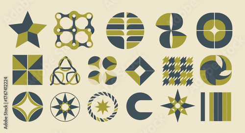A curated collection of abstract geometric symbols and retro shapes for modern branding and graphic design