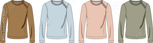 Colorful Sweatshirts Design Set for Fashion and Apparel, Isolated on White Background