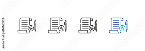 tax icons with different thickness and color lines on a white background