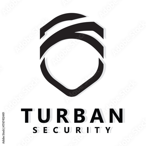 Turban logo turban and shield combination flat design logo template vector illustration
