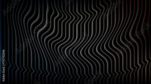 Abstract black and white wavy line background with light effects creating a three dimensional texture for modern graphic design and decorative arts projects