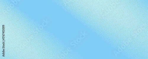 Star shaped trendy halftone pattern smooth curved line ultra wide 32:9 aspect ratio light blue vector abstract background. Half tone grid graphic glitter effect,. modern