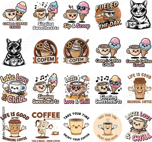 Coffee & ice cream tshirt combo design 02 