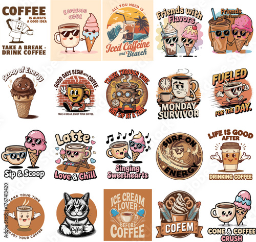 Coffee & ice cream tshirt combo design 01