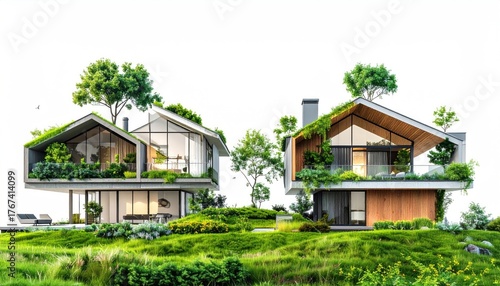 Eco-friendly houses prioritize sustainability. Utilize energy-efficient design, renewable energy sources, Green House