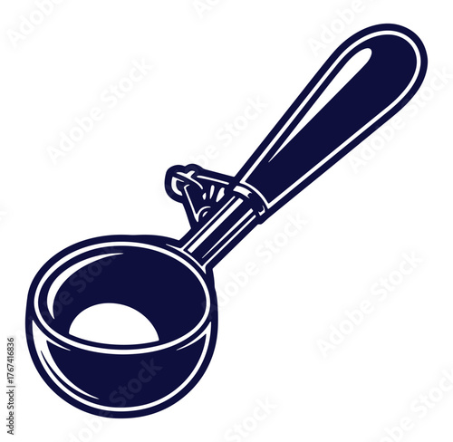 Elegant dark blue ice cream scoop illustration isolated on a white background