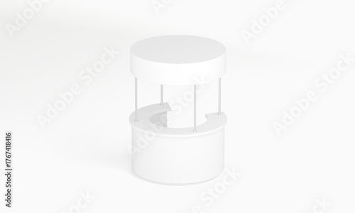 Round promotion counter with header isolated mockup top view