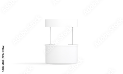 Promotion counter with header isolated mockup front view