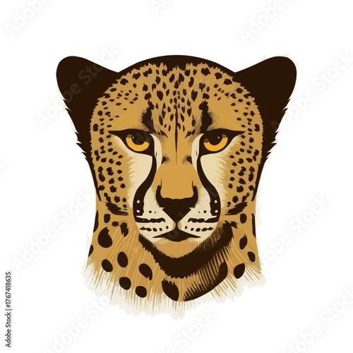 Cheetah face vector illustration isolated on white background