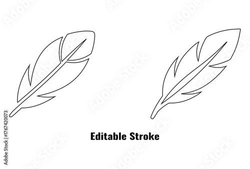 feather editable stroke vector icon illustration, birds feather vector illustration