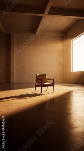 Wallpaper Mural Empty Chair Sitting in a Room With a Window Torontodigital.ca