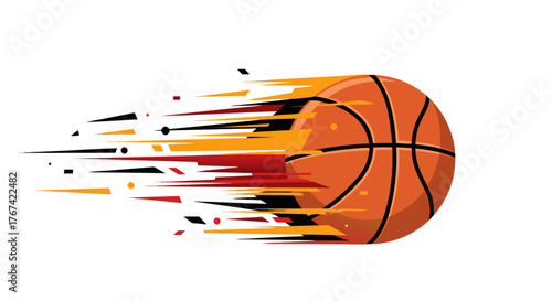 Fast basketball with speed lines. Dynamic sports competition symbol for a team logo or game emblem vector illustration