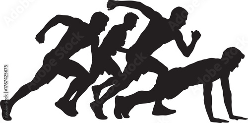 Running Men Silhouettes Athlete Jogging Sport Workout Fitness Sprint Training Exercise
