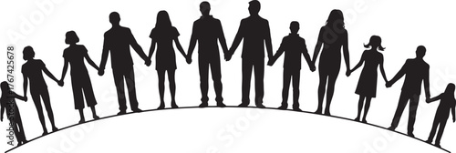 Diverse Group of People Holding Hands Silhouettes Unity Teamwork Cooperation