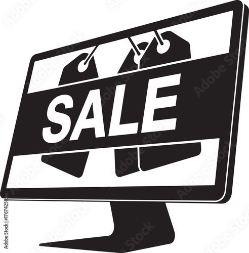 Black and White Vector Sale Sign with Price Tags Promotion Design for Retail Sales