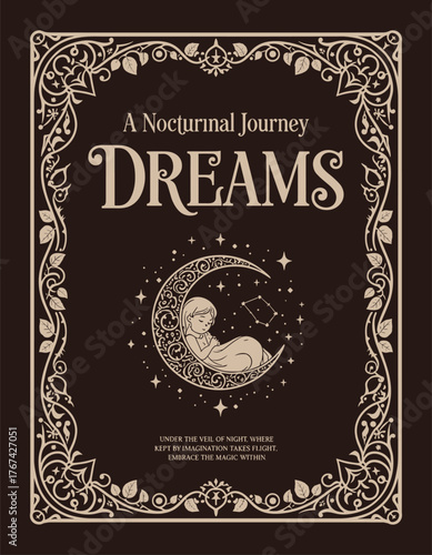 Fairy Tale Ornamental Frame Design Brown Illustration