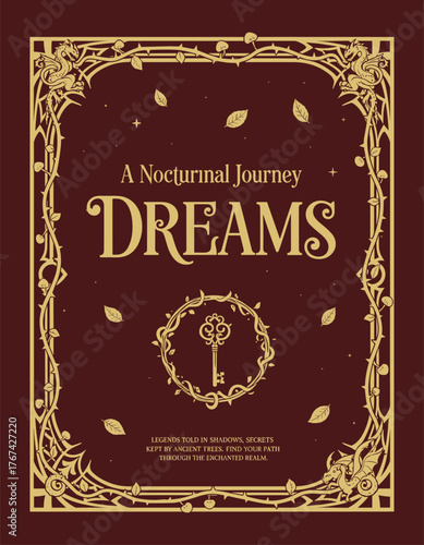 Fairy Tale Ornamental Frame Design Red Illustration