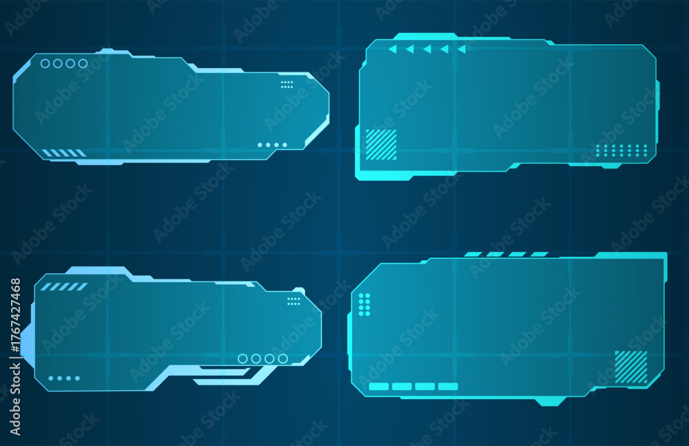 Fototapeta premium Virtual Display HUD Set Holographic UI Elements for Futuristic Dashboard