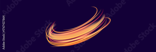 This illustration features flowing neon lines emitting a soft, captivating glow against a dark background. The abstract design creates a sense of movement and energy