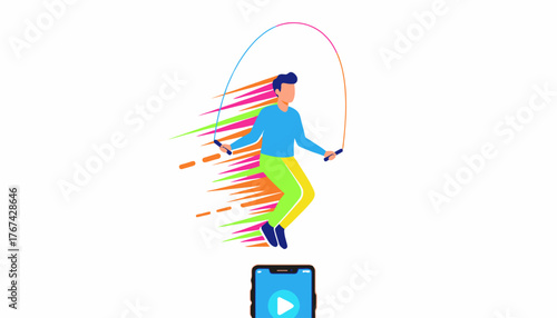 Dynamic Speed and Performance: Athlete Jumping Rope Connected to a Mobile Fitness Tracking Application