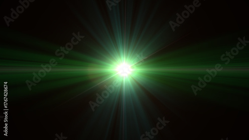 Принти на полотні Dynamic glow with vibrant emerald light burst, a striking visual element radiati
