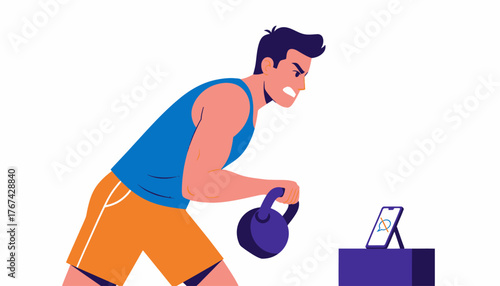 Peak performance athlete maintaining intense focus and discipline by eliminating digital distractions during fitness training.