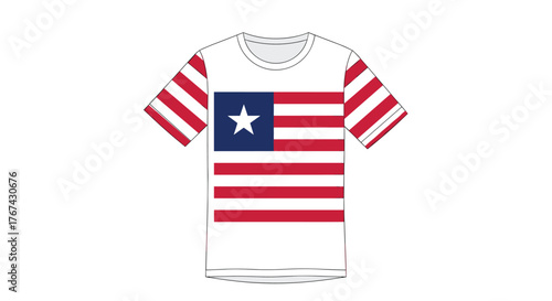 T-shirt design featuring the flag of Liberia as a graphic print.