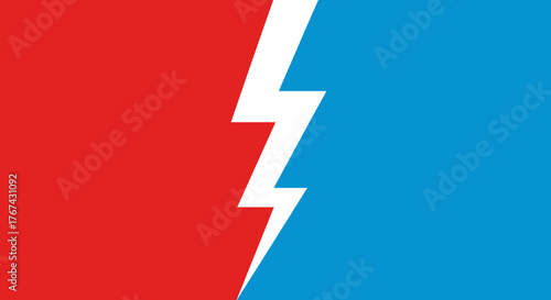 Red Blue Versus Lightning Bolt Symbol.