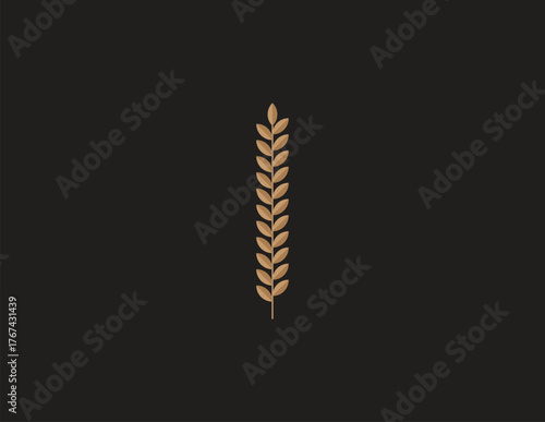 Golden Wheat Stalk Graphic Isolated on Black