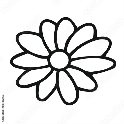 Simple Hand-Drawn Daisy Flower Outline Vector Illustration