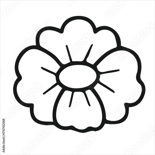 Simple Line Flower Outline Vector Illustration