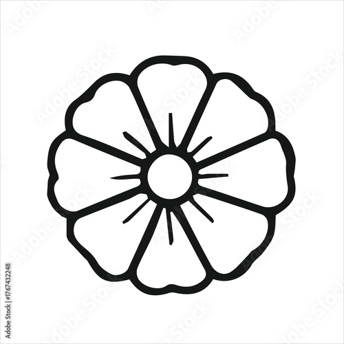 Minimalist Floral Line Art with Petal Pattern Vector Illustration