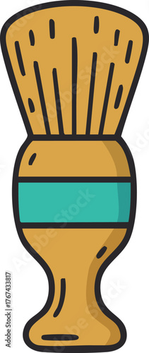 Wood handle shaving brush with aqua band