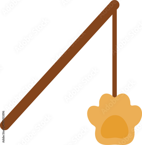 Cat wand teaser toy with dangling paw