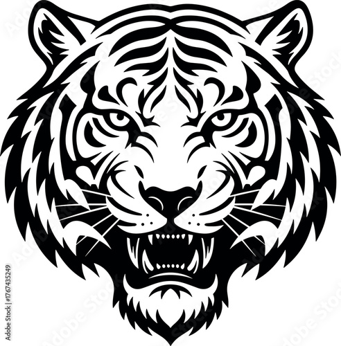 Tiger Head Tribal Style vector illustration silhouette cricut design