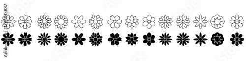 Flowers icon vector set. garden illustration sign collection. Flora symbol. Botanical logo.
