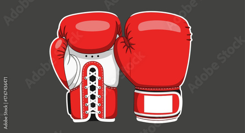 Vector Boxing Gloves Illustration in Modern Style with Bold Red and White Colors