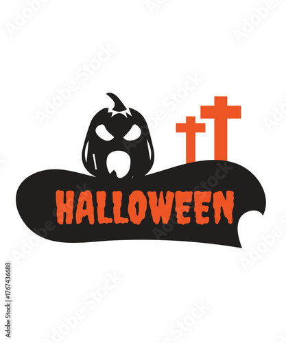 Halloween pumpkin logo design vector, Halloween Party Festival Logo Design Vector, Halloween typography logo for halloween party