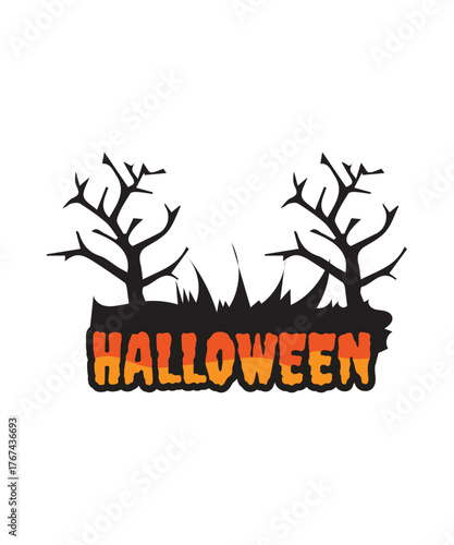 Halloween Party Festival Logo Design Vector, Halloween Spooky Text logo, Halloween typography logo for halloween party