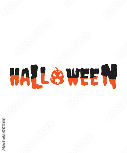 Halloween Party Festival Logo Design Vector, Halloween Spooky Text logo, Halloween typography logo for halloween party