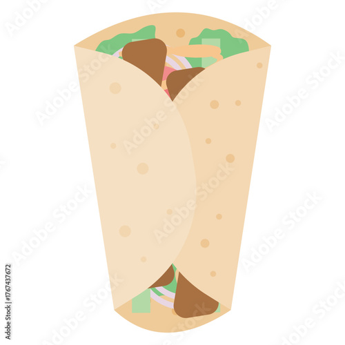 Vector illustration of a shawarma / gyro / doner kebab sandwich wrap