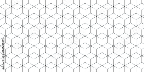 Abstract black square line hexagons seamless hexagon polygonal pattern background vector. seamless bright white abstract honeycomb background.	
