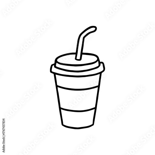 A minimalist doodle line illustration of a takeaway coffee cup