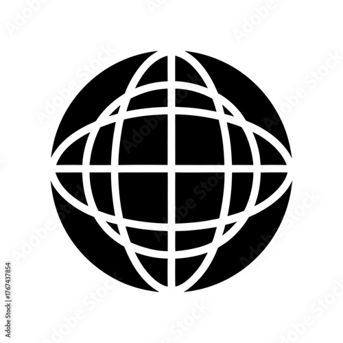 Globe Earth Icon — Global Network Concept on White Background.
